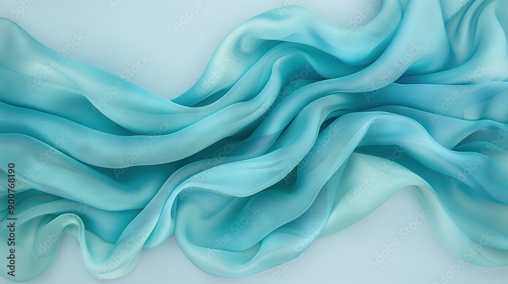 Obraz premium A detailed shot of a canvas with a blue wave motif against a lighter blue backdrop