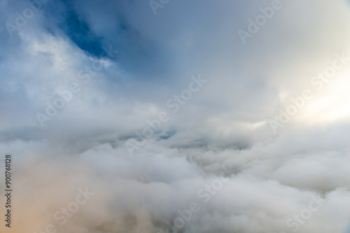 Picturesque dramatic clouds from a bird's eye view. A cloudy landscape