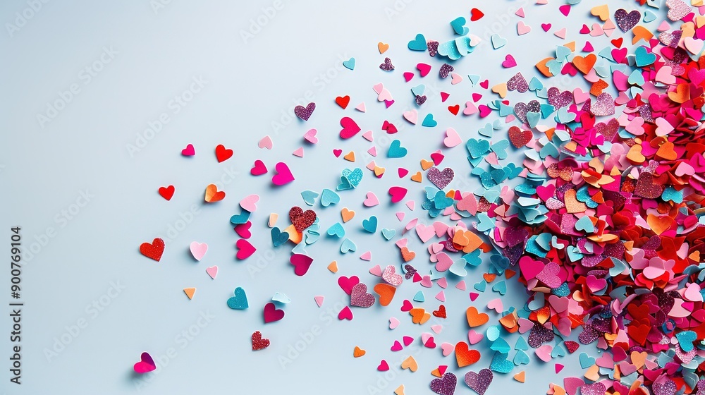 Heart-themed design on a blue backdrop with room for text on the left Heart-themed design on a blue backdrop with room for text on the left