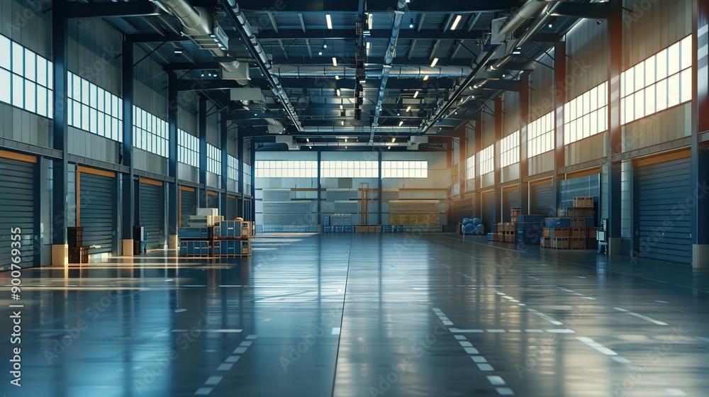 Realistic render of large logistic business transport warehouse dock station. Factory and transport house. Commercial office building, Generative Ai Realistic render of large logistic business transport warehouse dock station. Factory and transport house. Commercial office building, Generative Ai
