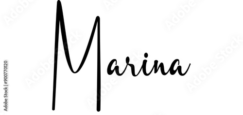 Marina - colore nero - parola nome scritta - ideale per websites, presentazioni, biglietti, banners, sweatshirt, stampe, cricut, silhouette, sublimazioni, etichette, adesivi
