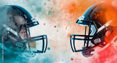 Football Players Facing Off