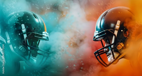 Football Players Facing Off