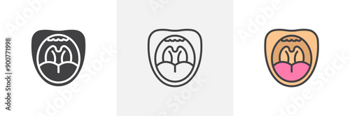Tonsillitis colored icon set