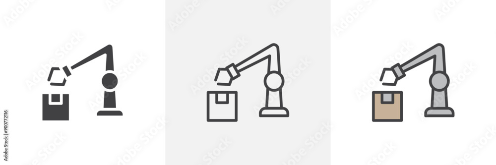 Industrial robot colored icon set Industrial robot colored icon set