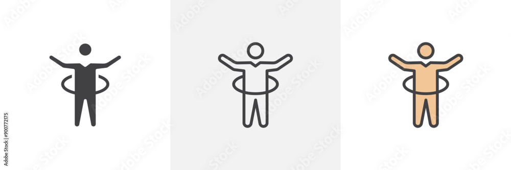 People Hula hop colored icon set People Hula hop colored icon set