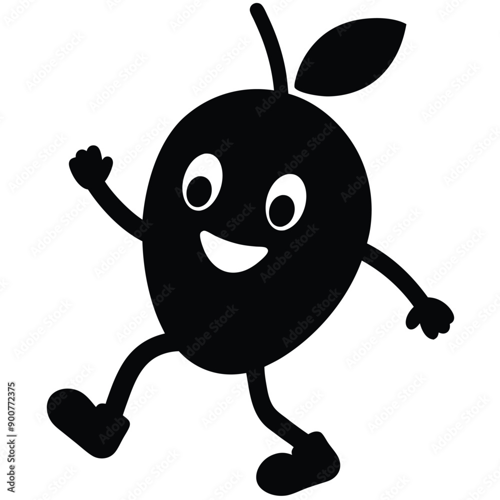 Fototapeta premium running Mango character, cartoon vector silhouette