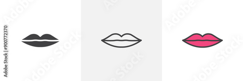 Thin lips colored icon set