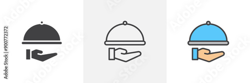 Restaurant Tray colored icon set