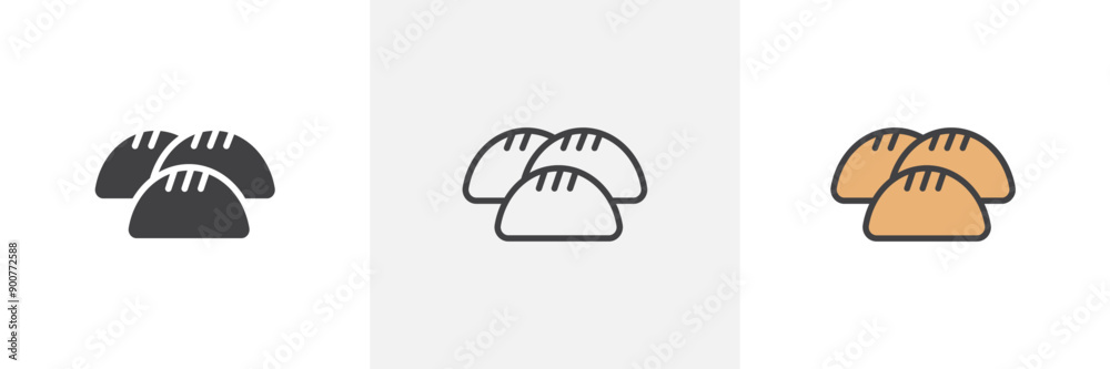 Steamed bread colored icon set Steamed bread colored icon set