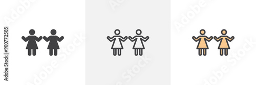 Twin icon symbol collection on white background.