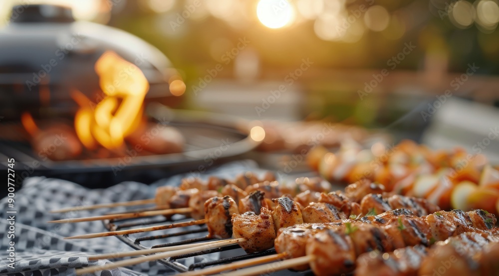 Grilled Skewers on a Hot Grill Grilled Skewers on a Hot Grill