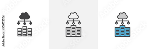 Data center colored icon set