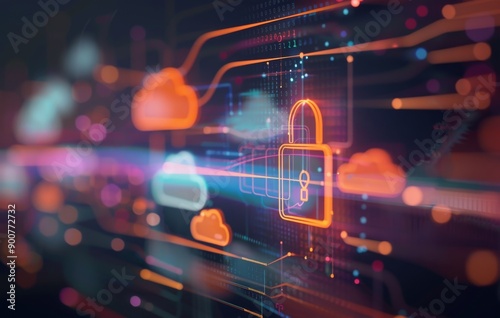 Cloud Security Illustration With Padlock