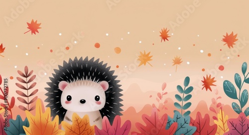 Hedgehog in Autumn Leaves
