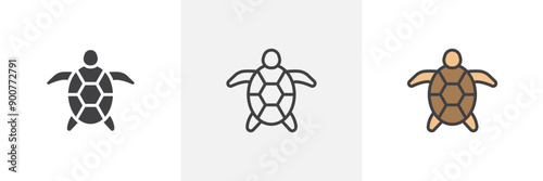 Sea turtle colored icon set