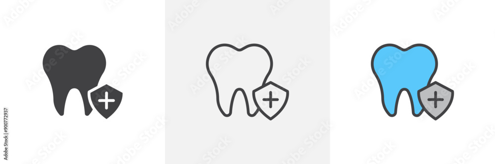 Dental insurance colored icon set Dental insurance colored icon set