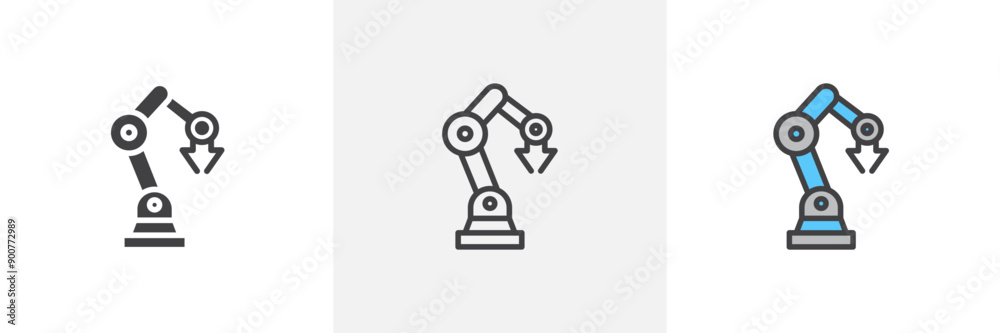 Industrial robot colored icon set Industrial robot colored icon set