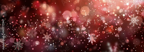Red And White Winter Snowflakes Background
