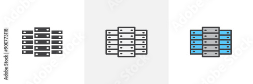Data center colored icon set