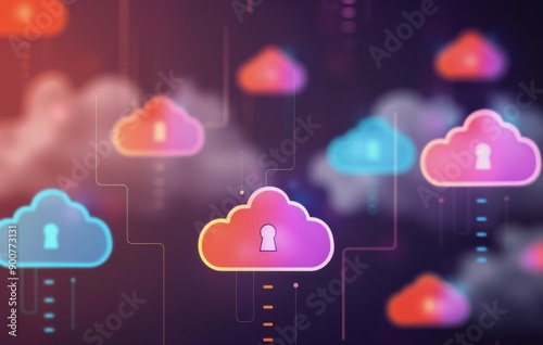 Cloud Security Illustration With Padlock