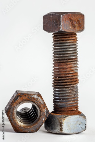 a rusty nut and bolt sitting next to each other photo