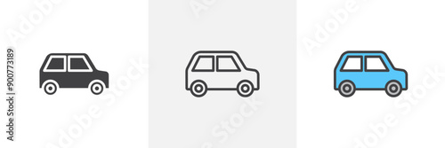 Compact car colored icon set