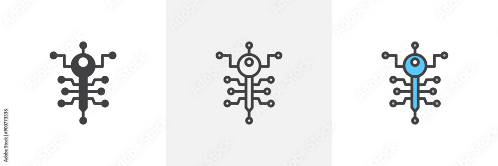 Digital key colored icon set Digital key colored icon set