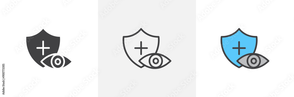 Fototapeta premium Vision insurance colored icon set