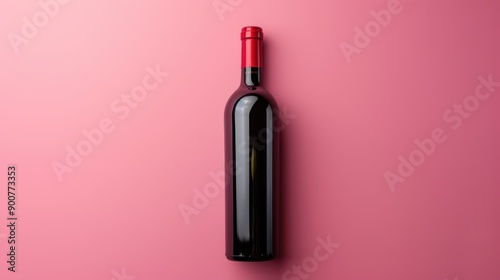 a wine bottle on a pink background