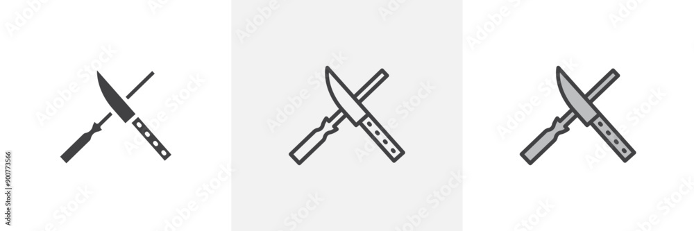 Knife sharpener colored icon set Knife sharpener colored icon set