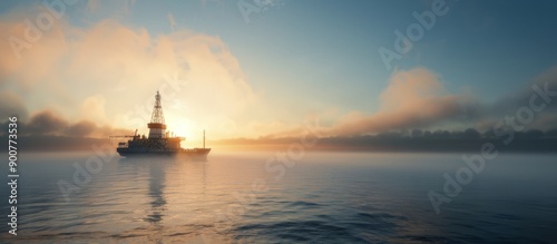 Ships Navigating Open Ocean Under Cloudy Skies