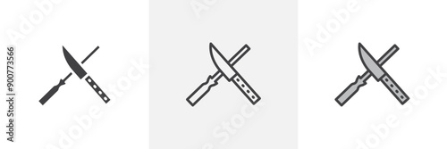 Knife sharpener colored icon set