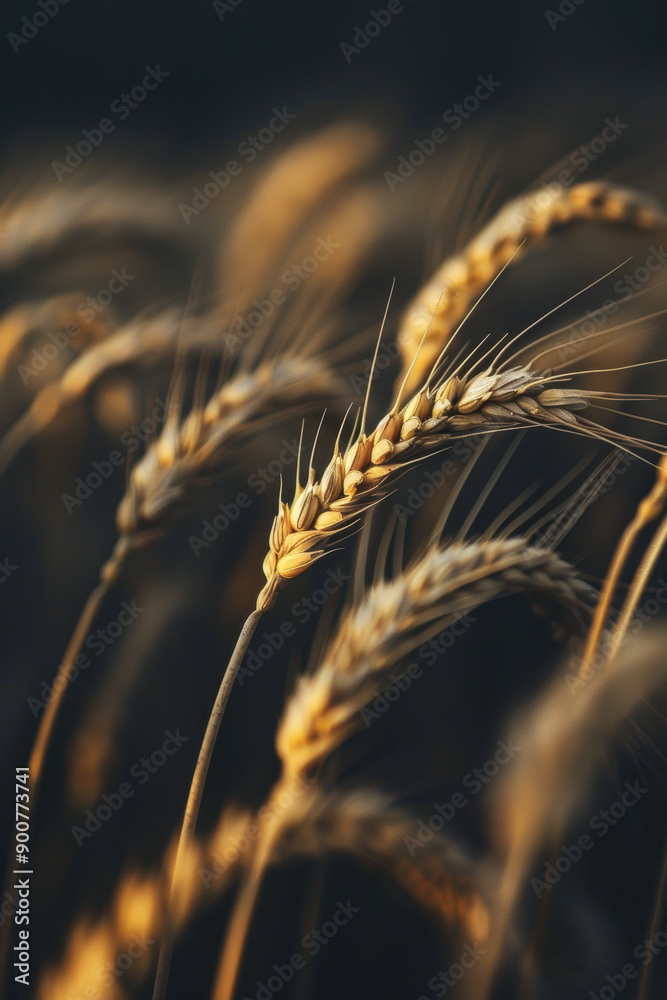 Close-Up of Wheat Ears in Dark Field. Close-Up of Wheat Ears in Dark Field.