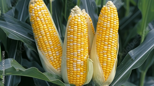 Three Ears of Corn in a Field
