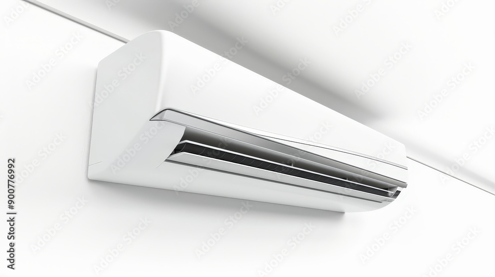 Modern Wall-Mounted Air Conditioner with White Casing Modern Wall-Mounted Air Conditioner with White Casing