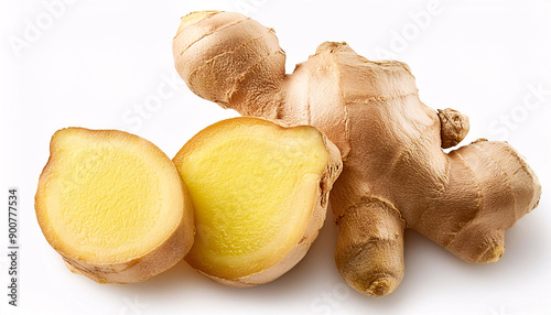 Fototapeta Naklejka Na Ścianę i Meble -  Fresh ginger root on white background