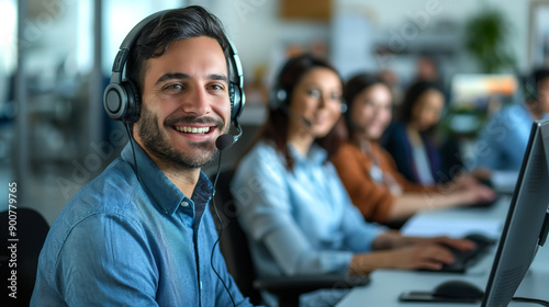 Support Agent Assisting Customers With Queries in Modern Office Environment During Daytime Hours