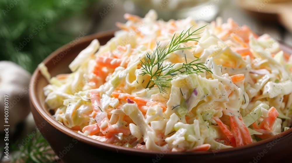 Classic Creamy Coleslaw in Bowl. Thanksgiving side dish Classic Creamy Coleslaw in Bowl. Thanksgiving side dish