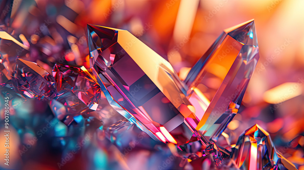 A dazzling array of vibrant crystals, each facet reflecting a different hue A dazzling array of vibrant crystals, each facet reflecting a different hue
