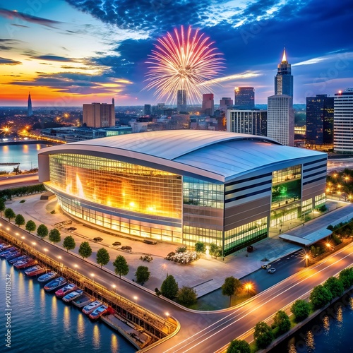 Milwaukee, Wisconsin USA - July 4th, 2024: Fiserv Forum is being used to hold the 2024 RNC, Republic National Convention. photo