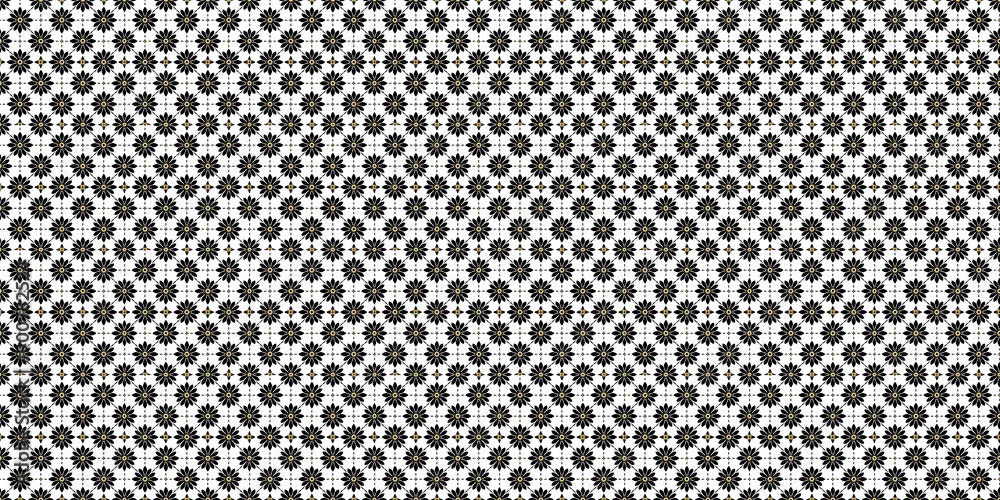 Black and gold floral pattern, geometric tile design, for elegant interior design projects.
Black and gold floral pattern, geometric tile design, for elegant interior design projects.