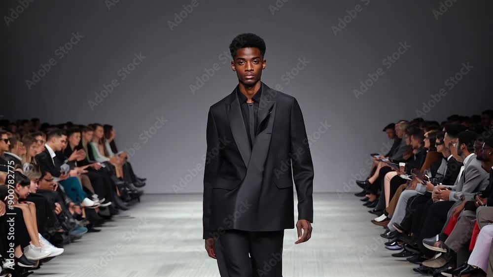 Fashion model walking on a runway at a show