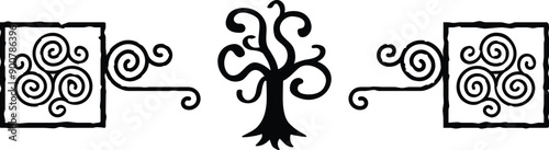 Celtic Triskele Header - Square Ends - Tree Silhouette
