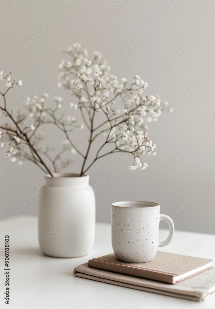 White Flowers and Coffee on Table White Flowers and Coffee on Table