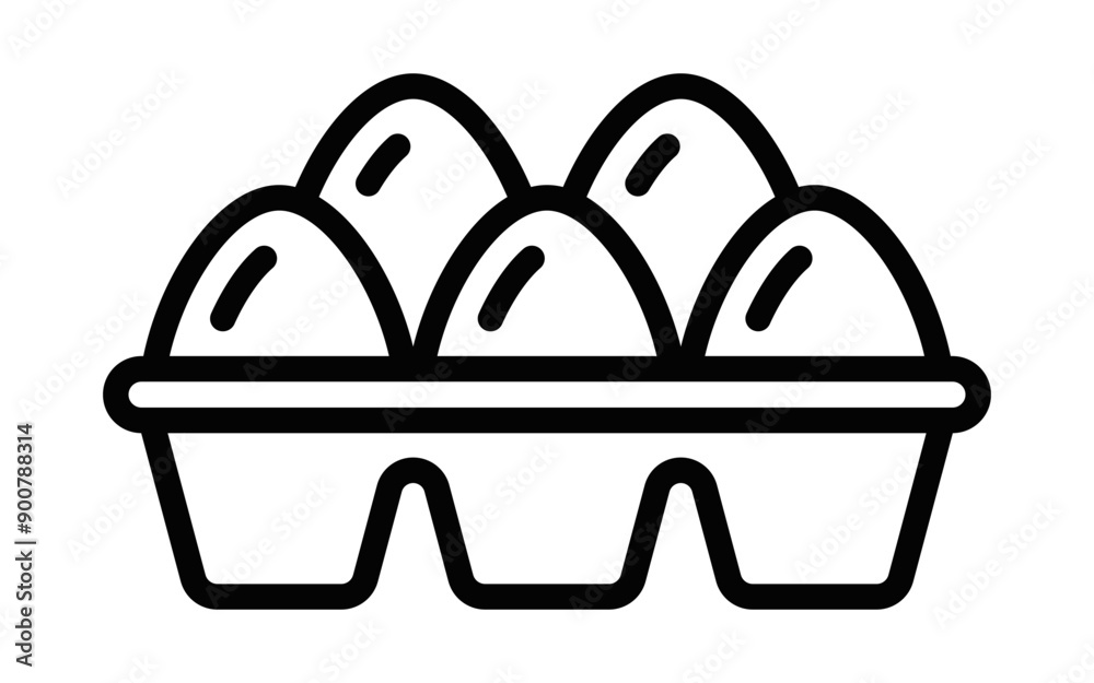 Egg tray icon in simple black outline style, perfect for food, packaging, and grocery themes. Vector illustration. Editable stroke. Egg tray icon in simple black outline style, perfect for food, packaging, and grocery themes. Vector illustration. Editable stroke.