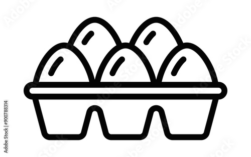 Egg tray icon in simple black outline style, perfect for food, packaging, and grocery themes. Vector illustration. Editable stroke.