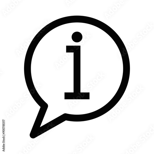 Information icon in a speech bubble, perfect for communication, help, and support themes. Vector illustration. Editable stroke.