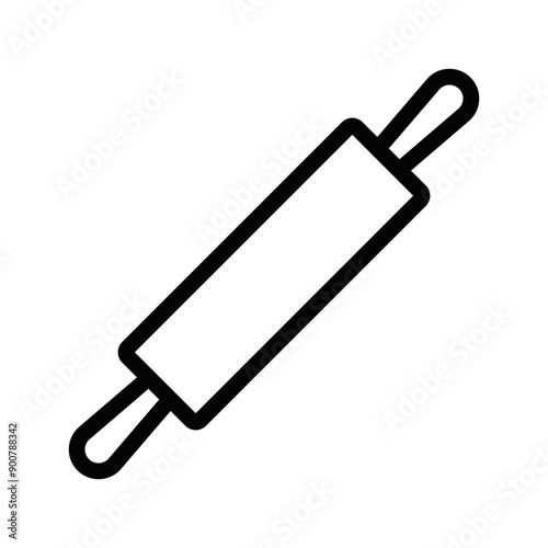 Clean black outline illustration of a rolling pin. This icon is perfect for bakery, cooking, and kitchen themes. Vector illustration. Editable stroke.