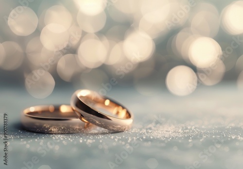 Gold Wedding Bands on a Table